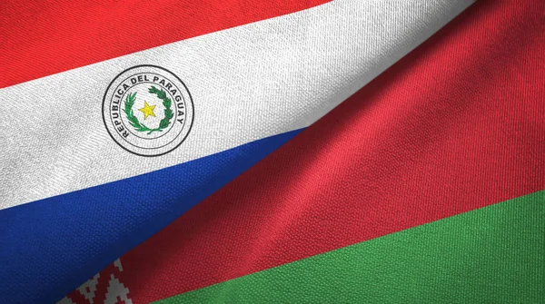 Paraguay and Belarus two flags textile cloth, fabric texture