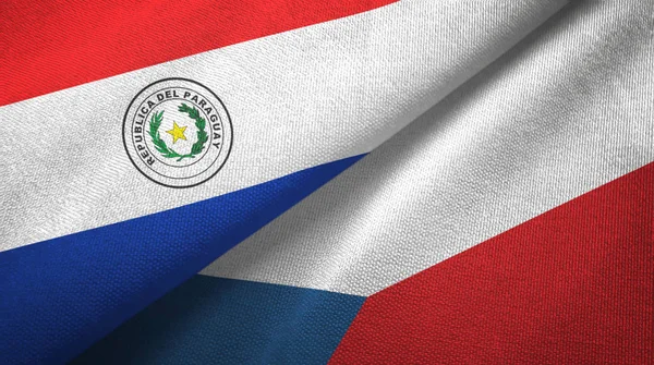 Paraguay y República Checa dos banderas tela textil, textura de la tela — Foto de Stock