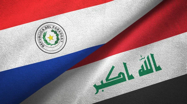 Paraguai e Iraque duas bandeiras tecido — Fotografia de Stock