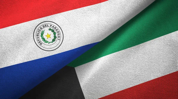 Paraguay y Kuwait dos banderas tela textil, textura de la tela — Foto de Stock