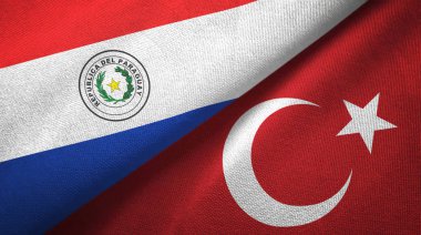 Paraguay ve Türkiye iki bayraklı tekstil kumaş, kumaş doku