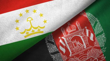 Tacikistan ve Afganistan iki bayrak tekstil kumaş, kumaş doku 