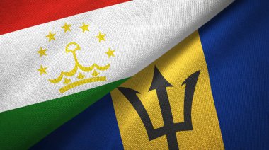Tacikistan ve Barbados iki bayraktekstil kumaş, kumaş doku 