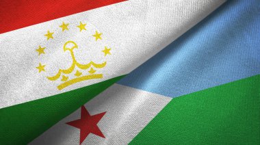 Tacikistan ve Cibuti iki bayrak tekstil kumaş, kumaş doku