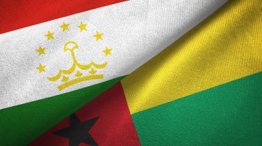 Tacikistan ve Gine-Bissau iki bayraktekstil kumaş, kumaş doku