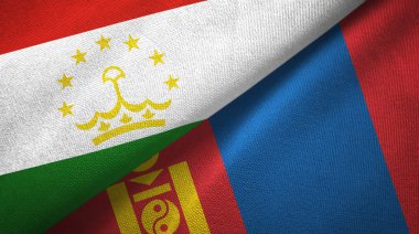 Tacikistan ve Moğolistan iki bayraktekstil kumaş, kumaş doku