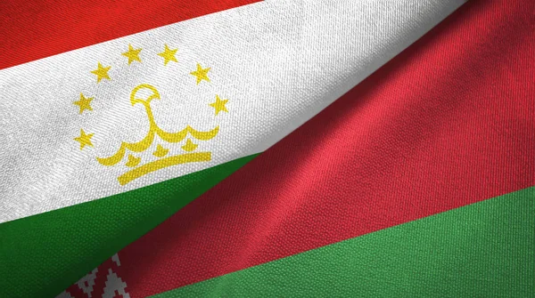 Tajikistan and Belarus two flags textile cloth, fabric texture
