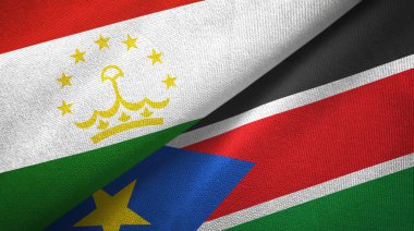 Tacikistan ve Güney Sudan iki bayrak tekstil kumaş, kumaş doku