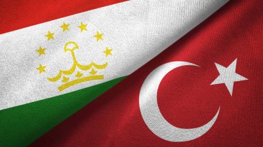 Tacikistan ve Türkiye iki bayraklı tekstil kumaş, kumaş doku