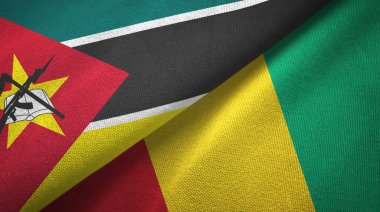 Mozambik ve Gine iki bayraklar tekstil kumaş, kumaş doku