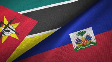 Mozambik ve Haiti iki bayraklar tekstil kumaş, kumaş doku