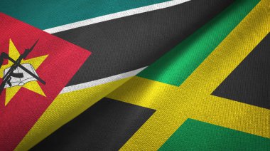 Mozambik ve Jamaika iki bayraklar tekstil kumaş, kumaş doku