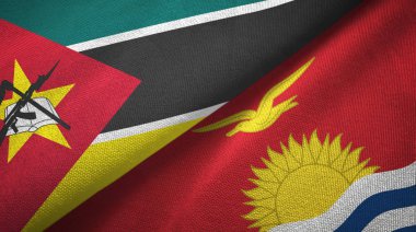 Mozambik ve Kiribati iki bayraklar tekstil kumaş, kumaş doku