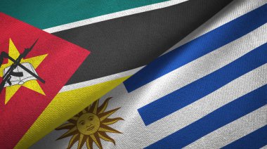 Mozambik ve Uruguay iki bayraklar tekstil kumaş, kumaş doku