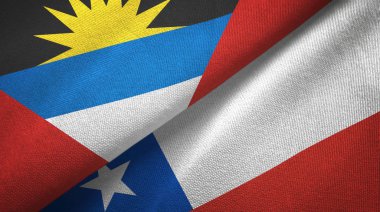 Antigua ve Barbuda ve Şili iki bayraklar tekstil kumaş, kumaş doku