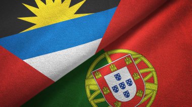 Antigua ve Barbuda ve Portekiz iki bayraklar tekstil kumaş, kumaş doku