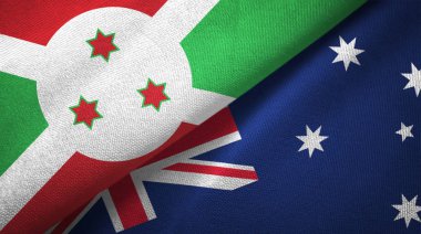 Burundi ve Avustralya iki bayraklar tekstil kumaş, kumaş doku 