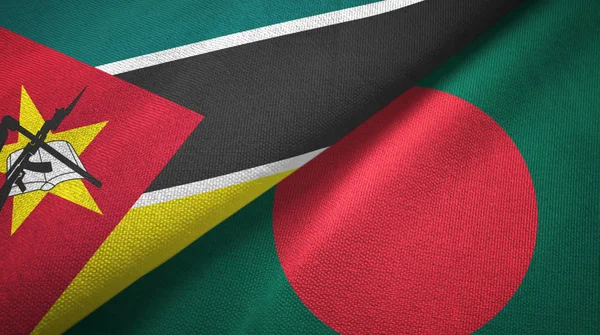 Mozambique and Bangladesh two flags textile cloth, fabric texture