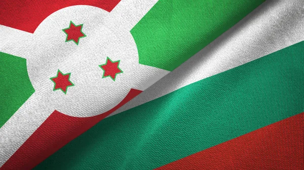 Burundi och Bulgarien två flaggor textil tyg, tyg konsistens — Stockfoto