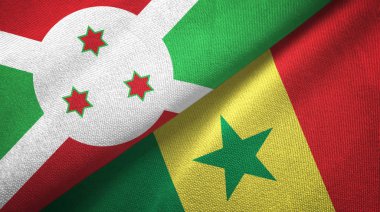 Burundi ve Senegal iki bayraklar tekstil kumaş, kumaş doku
