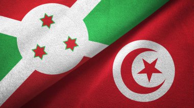 Burundi ve Tunus iki bayraklar tekstil kumaş, kumaş doku