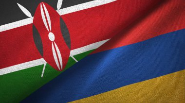 Kenya ve Ermenistan iki bayrak tekstil kumaş, kumaş doku 