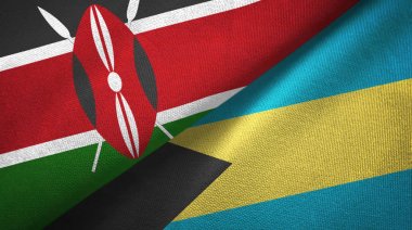 Kenya ve Bahamalar iki bayrak tekstil kumaş, kumaş doku 