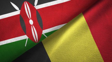 Kenya ve Belçika iki bayraklar tekstil kumaş, kumaş doku 