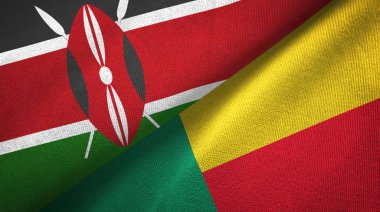 Kenya ve Benin iki bayrak tekstil kumaş, kumaş doku 