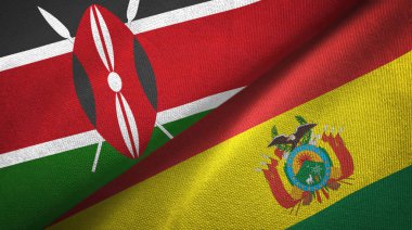 Kenya ve Bolivya iki bayrak tekstil kumaş, kumaş doku 