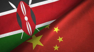 Kenya ve Çin iki bayraklar tekstil kumaş, kumaş doku