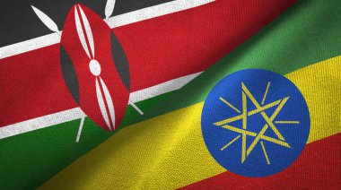 Kenya ve Etiyopya iki bayraklar tekstil kumaş, kumaş doku