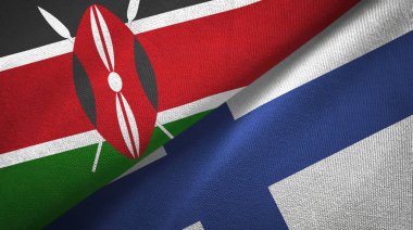 Kenya ve Finlandiya iki bayraklar tekstil kumaş, kumaş doku