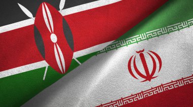 Kenya ve İran iki bayrak tekstil kumaş, kumaş doku