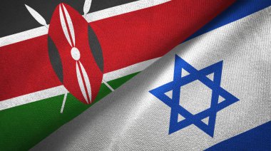 Kenya ve İsrail iki bayrak tekstil kumaş, kumaş doku