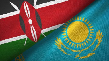 Kenya ve Kazakistan iki bayrak tekstil kumaş, kumaş doku