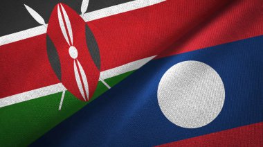 Kenya ve Laos iki bayrak tekstil bez.
