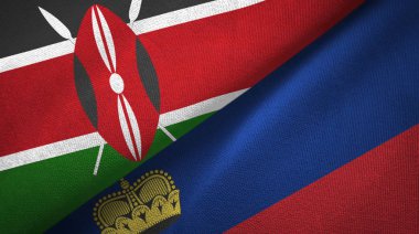 Kenya ve Liechtenstein iki bayraktekstil kumaş, kumaş doku