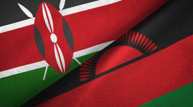 Kenya ve Malavi iki bayrak tekstil kumaş, kumaş doku