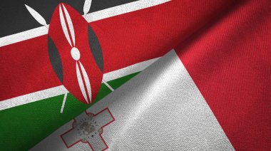 Kenya ve Malta iki bayraklar tekstil kumaş, kumaş doku