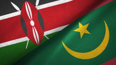 Kenya ve Moritanya iki bayraktekstil kumaş, kumaş doku