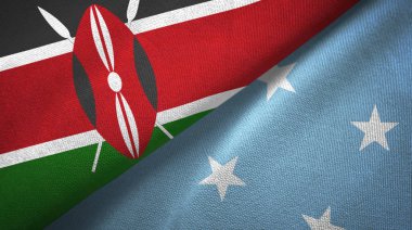 Kenya ve Mikronezya iki bayrak tekstil kumaş, kumaş doku