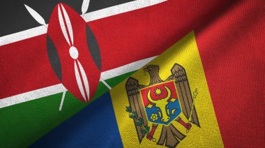 Kenya ve Moldova iki bayrak tekstil kumaş, kumaş doku