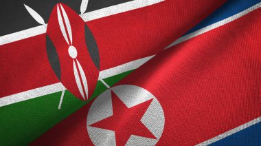Kenya ve Kuzey Kore iki bayraklar tekstil kumaş, kumaş doku