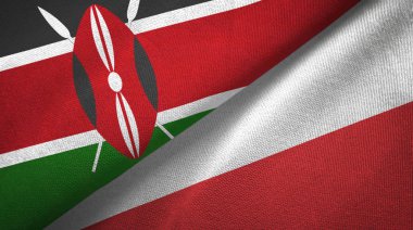Kenya ve Polonya iki bayraklar tekstil kumaş, kumaş doku