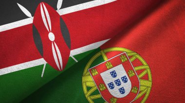 Kenya ve Portekiz iki bayraklar tekstil kumaş, kumaş doku
