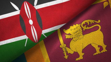 Kenya ve Sri Lanka iki bayraklar tekstil kumaş, kumaş doku