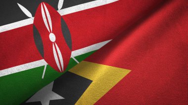 Kenya ve Timor-Leste Doğu Timor iki bayraklar tekstil kumaş, kumaş doku