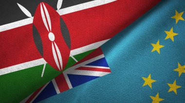 Kenya ve Tuvalu iki bayrak tekstil kumaş, kumaş doku