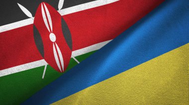 Kenya ve Ukrayna iki bayraklar tekstil kumaş, kumaş doku